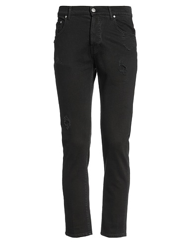 GREY DANIELE ALESSANDRINI Casual pants Black 99% Organic cotton, 1% Elastane