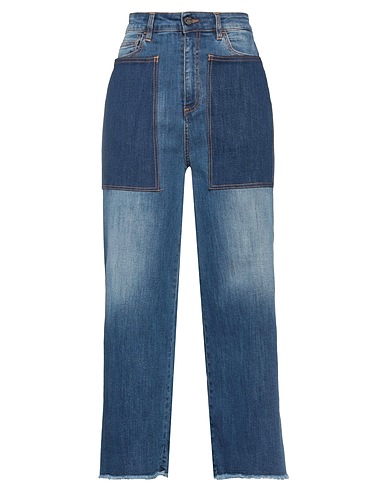MANILA GRACE Denim trousers Blue 99% Cotton, 1% Elastane