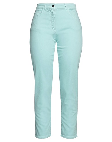 SEVENTY VENEZIA Denim trousers Light green 98% Cotton, 2% Elastane