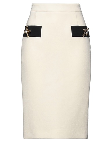 MOSCHINO Midi skirt Cream 100% Virgin Wool, Acetate, Elastane