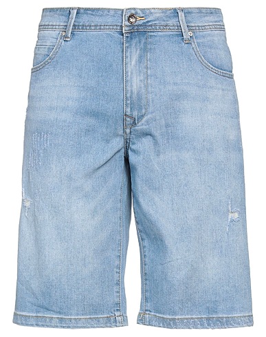 TAKE-TWO Denim shorts Blue 75% Cotton, 24% Polyester, 1% Elastane