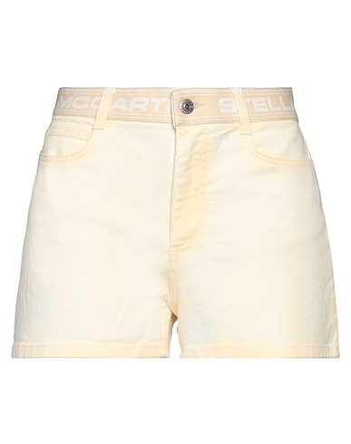 STELLA McCARTNEY Denim shorts Pastel yellow 98% Cotton, 2% Elastane