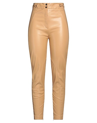 ELISABETTA FRANCHI Casual trouser Sand 100% Polyester, Polyurethane coated