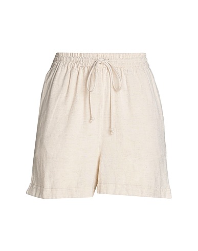 VILA Shorts & Bermuda Beige 50% Viscose, 40% Cotton, 10% Linen