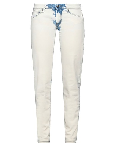 ROŸ ROGER'S Denim pants Ivory 87% Cotton, 10% Polyester, 3% Elastane