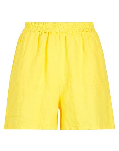 8 by YOOX Shorts & Bermuda LINEN PULL-ON SHORTS
 Yellow 100% Linen