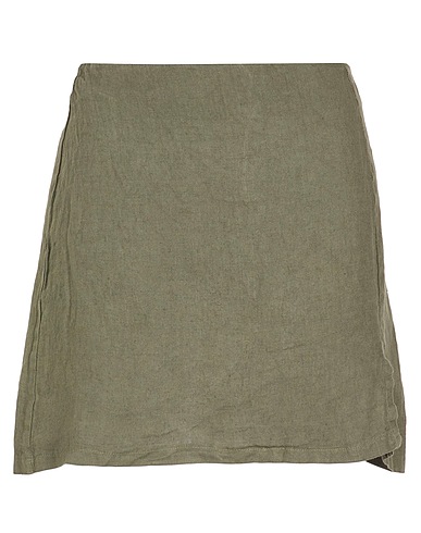 8 by YOOX Minigonna LINEN FRONT SLIT MINI SKIRT
 Verde militare 100% Lino