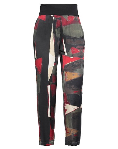 MANILA GRACE Casual trouser Black 100% Viscose, Cotton, Elastane