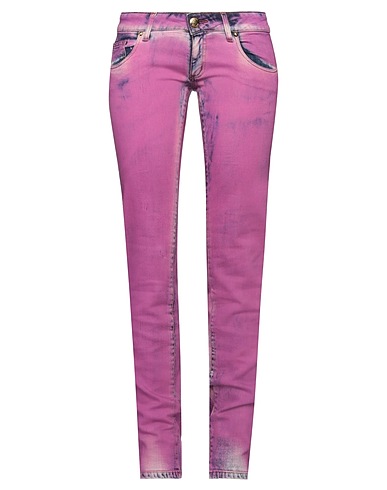 ANGELO MARANI Denim trousers Mauve 98% Cotton, 2% Elastane