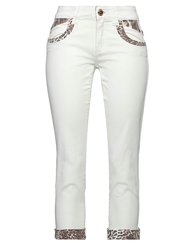 ANGELO MARANI Casual trouser Ivory 98% Cotton, 2% Elastane