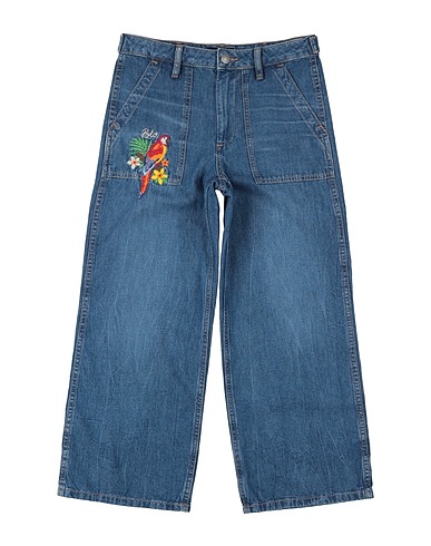 POLO RALPH LAUREN Pantaloni jeans Tropical-Embroidery Wide-Leg Jean
 Blu 100% Cotone