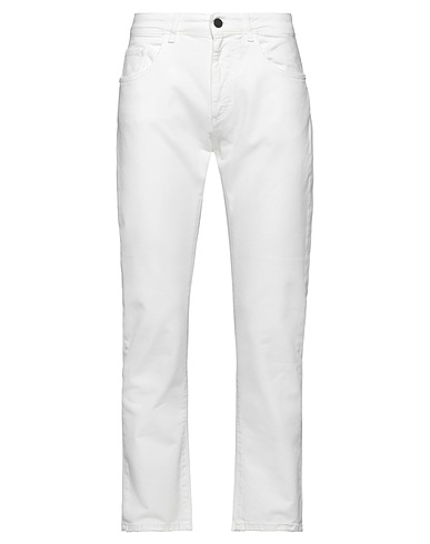 FRANKIE MORELLO Denim trousers Ivory 98% Cotton, 2% Elastane