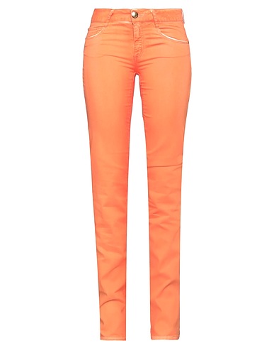 ANGELO MARANI Denim trousers Orange 74% Cotton, 23% Polyamide, 3% Elastane