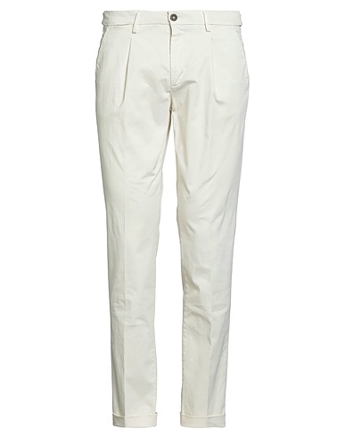 MANUEL RITZ Casual trouser Ivory 98% Cotton, 2% Elastane