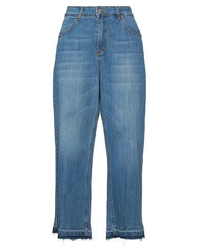 LE STREGHE Denim trousers Blue 98% Cotton, 2% Elastane