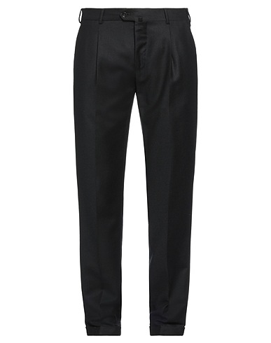 PAOLONI Casual trouser Black 99% Virgin Wool, 1% Elastane