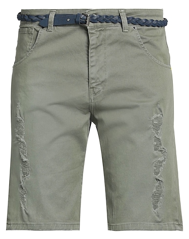 DISPLAJ Denim shorts Military green 98% Cotton, 2% Elastane