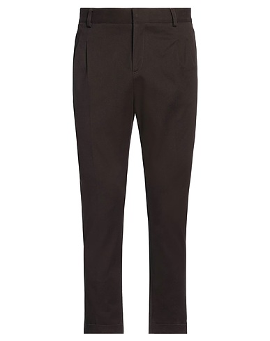 GREY DANIELE ALESSANDRINI Casual trouser Dark brown 98% Cotton, 2% Elastane