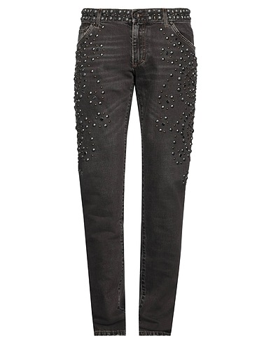 DOLCE&GABBANA Denim pants Lead 60% Cotton, 35% Metal, 5% Polyester, Calfskin