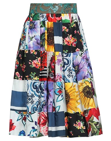 DOLCE&GABBANA Midi-Rock Weiß 90% Baumwolle, 8% Polyester, 2% Elastan