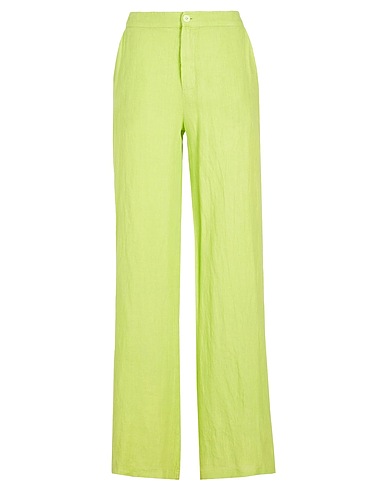 8 by YOOX Casual trouser LINEN HIGH-WAIST WIDE LEG PANTS
 Lime green 100% Linen