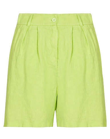8 by YOOX Shorts & Bermuda LINEN HIGH-WAIST PLEATED BERMUDA
 Verde lime 100% Lino