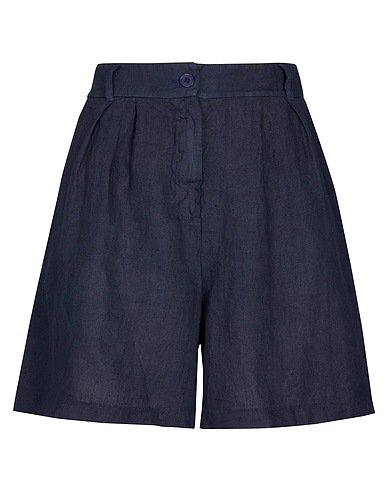 8 by YOOX Shorts & Bermuda LINEN HIGH-WAIST PLEATED BERMUDA
 Blu navy 100% Lino