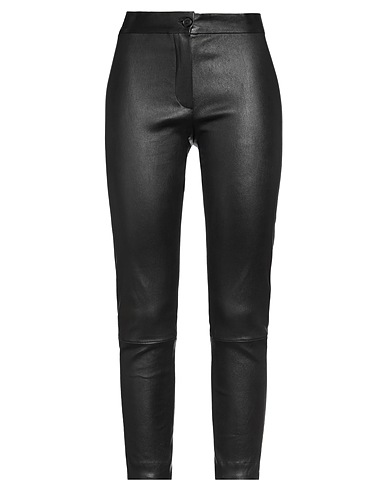 ANN DEMEULEMEESTER Casual pants Black 100% Soft Leather