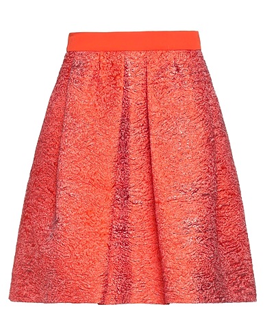 MANTÙ Mini skirt Rust 62% Polyester, 12% Silk, 9% Polyamide, 9% Acetate, 8% Viscose