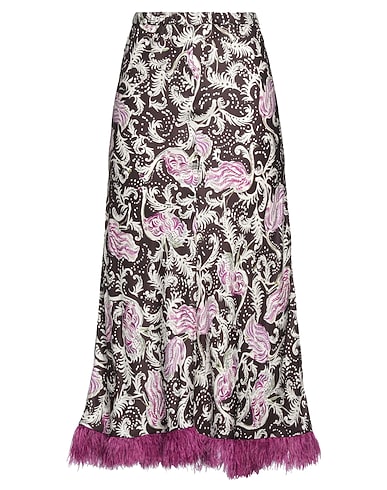 BEATRICE .B Midi skirt Dark brown 100% Viscose, Ostrich feathers
