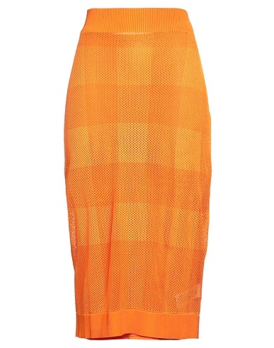 BURBERRY Midi skirt Orange 100% Cupro, Polyamide, Elastane