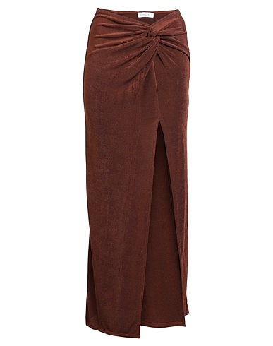 TOPSHOP Long skirt Brown 96% Polyester, 4% Elastane