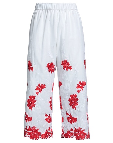 TWINSET Casual pants White 100% Cotton, Polyester, Wool