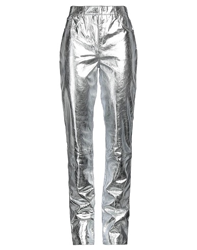 HELMUT LANG Casual pants Silver 100% Bovine leather