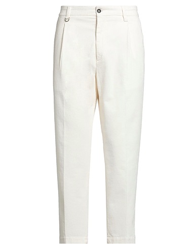 PAOLO PECORA Casual trouser Ivory 97% Cotton, 3% Elastane