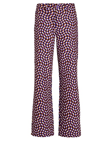 8 by YOOX Casual trouser PRINTED STRAIGHT LEG PANTS
 Brown 90% Polyester, 10% Elastane