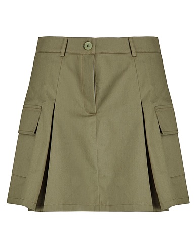 8 by YOOX Mini skirt COTTON PLEATED SKATER MINI SKIRT
 Military green 100% Cotton
