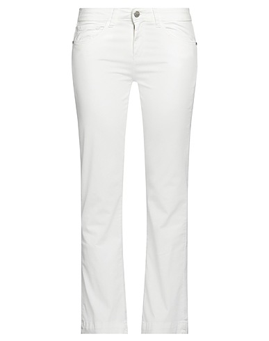 KAOS JEANS Casual trouser White 98% Cotton, 2% Elastane