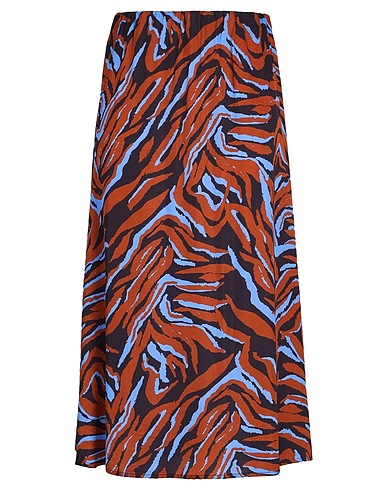 8 by YOOX Midi skirt PRINTED VISCOSE MIDI SKIRT
 Brown 100% Viscose