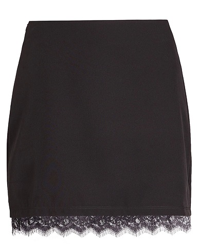 8 by YOOX Mini skirt LACE-TRIM MINI SKIRT
 Black 90% Polyester, 10% Elastane