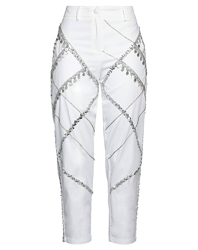 X'S MILANO Casual trouser White 97% Cotton, 3% Elastane