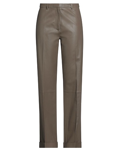 FEDERICA TOSI Casual trouser Taupe 100% Soft Leather