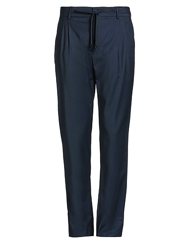 BRIAN DALES Casual trouser Navy blue 74% Wool, 22% Polyester, 4% Elastane