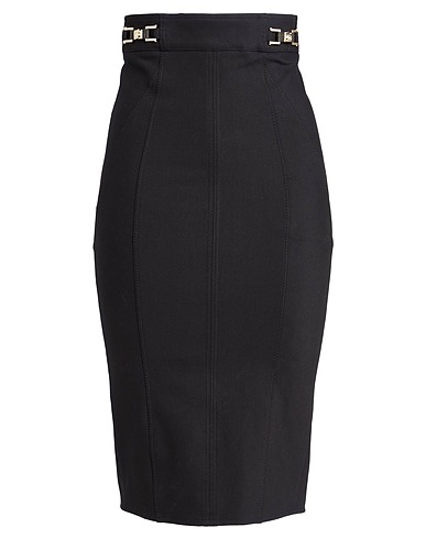 ELISABETTA FRANCHI ミディ丈スカート ブラック レーヨン 45% / コットン 25% / ナイロン 23% / ポリウレタン 7%