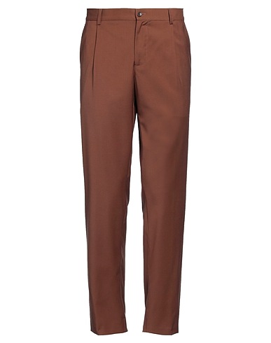 DANIELE ALESSANDRINI HOMME Casual trouser Brown 69% Polyester, 29% Viscose, 2% Elastane