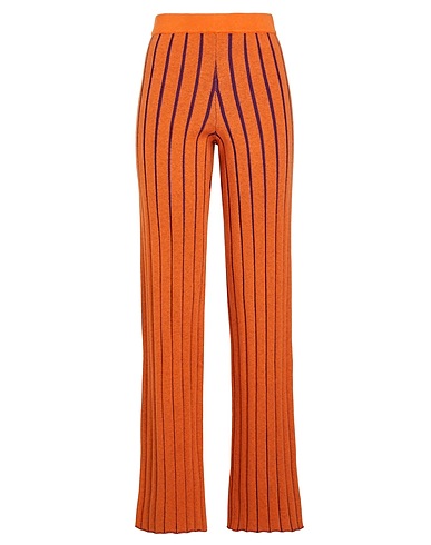8 by YOOX Pantalone BICOLOR RIBBED VANISE' PANTS
 Arancione 65% Cotone organico, 28% Lana Merino, 7% Poliammide