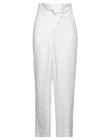 FERRAGAMO Casual trouser White 89% Viscose, 11% Silk, Lambskin