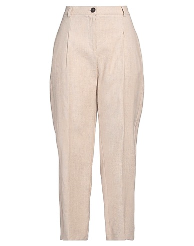 ZHELDA Casual trouser Beige 51% Cotton, 38% Linen, 10% Other Fibres, 1% Elastane