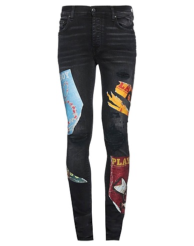 AMIRI x PLAYBOY Denim trousers Black 92% Cotton, 6% Elastomultiester, 2% Elastane