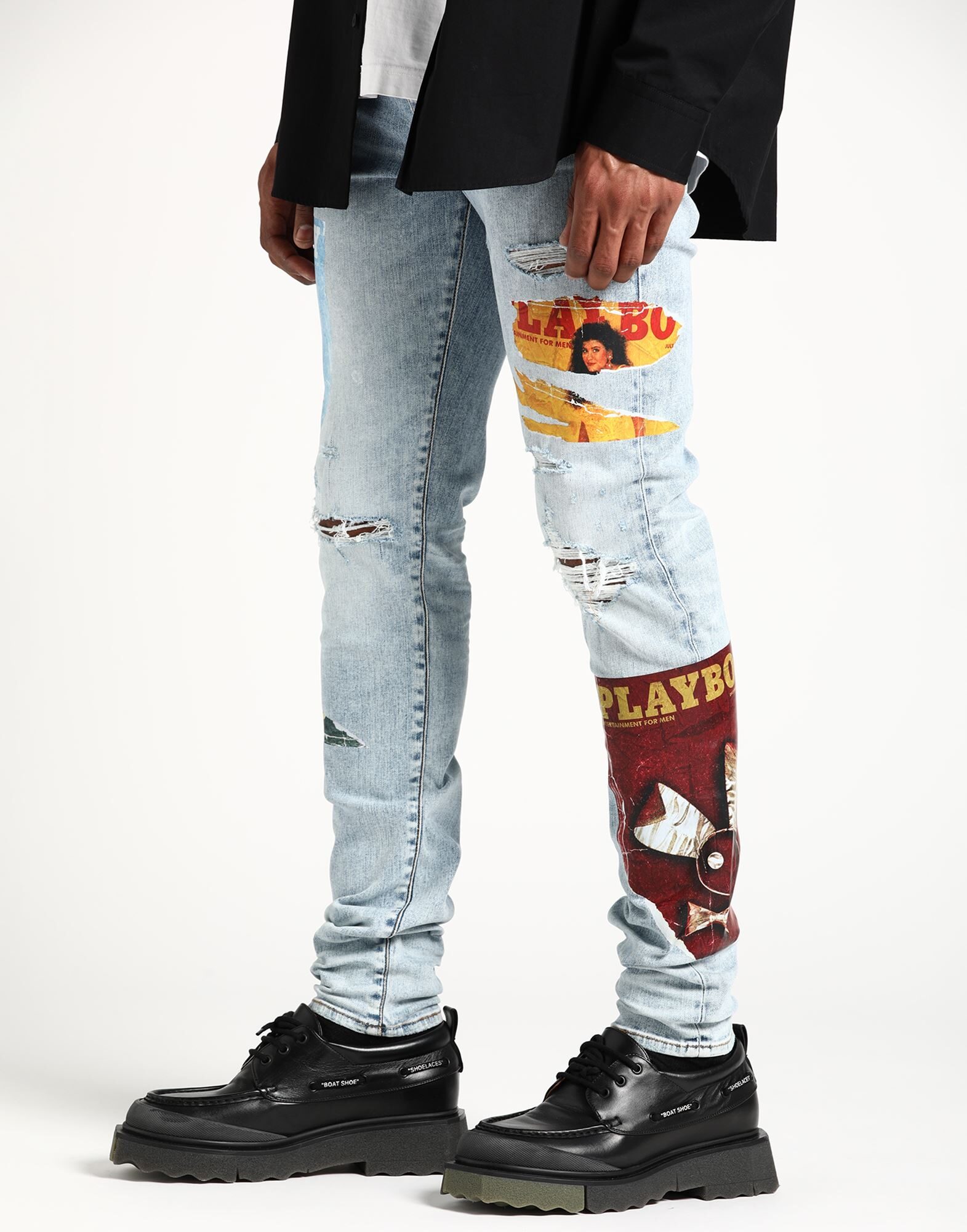AMIRI x PLAYBOY Jeans and Denim | Blue Men's Skinny Jeans | YOOX